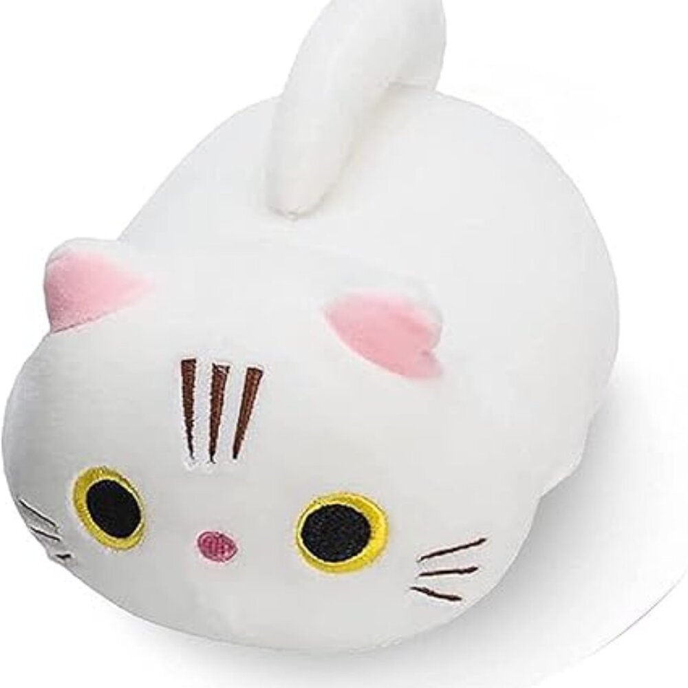 Kawaii Cat 8" White Plush Squishy Stuffed Toy NWOT